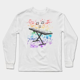 Piano Keyboard Rainbow Colours Pianist Musician Long Sleeve T-Shirt